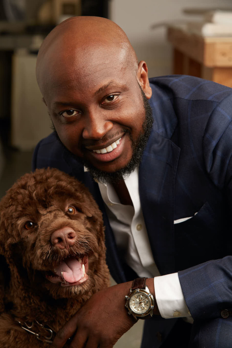 close up of Brian Taylor with one of his canine clients